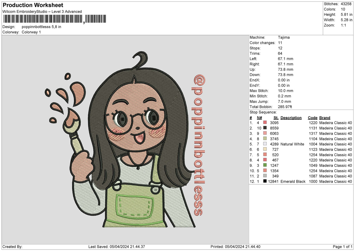 Poppintext Embroidery File 6 sizes
