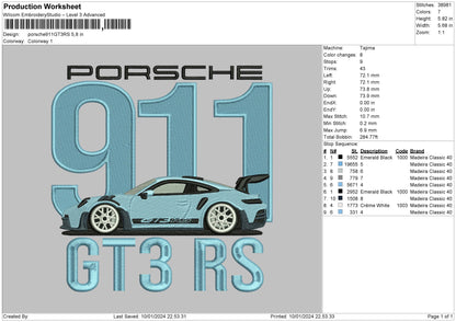 Porsche Blue V3 Embroidery File 6 sizes