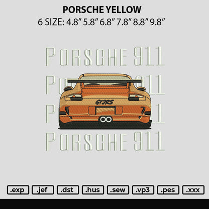 Porsche Yellow Embroidery File 6 sizes
