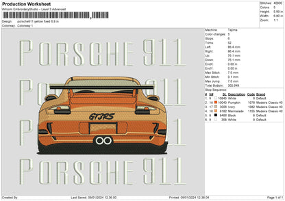 Porsche Yellow Embroidery File 6 sizes