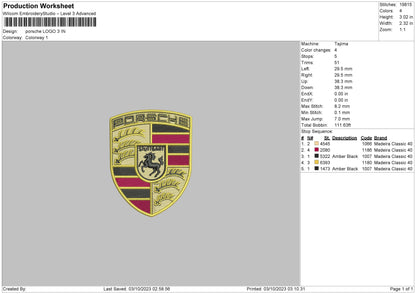 Porsche0310 Embroidery File 6 sizes