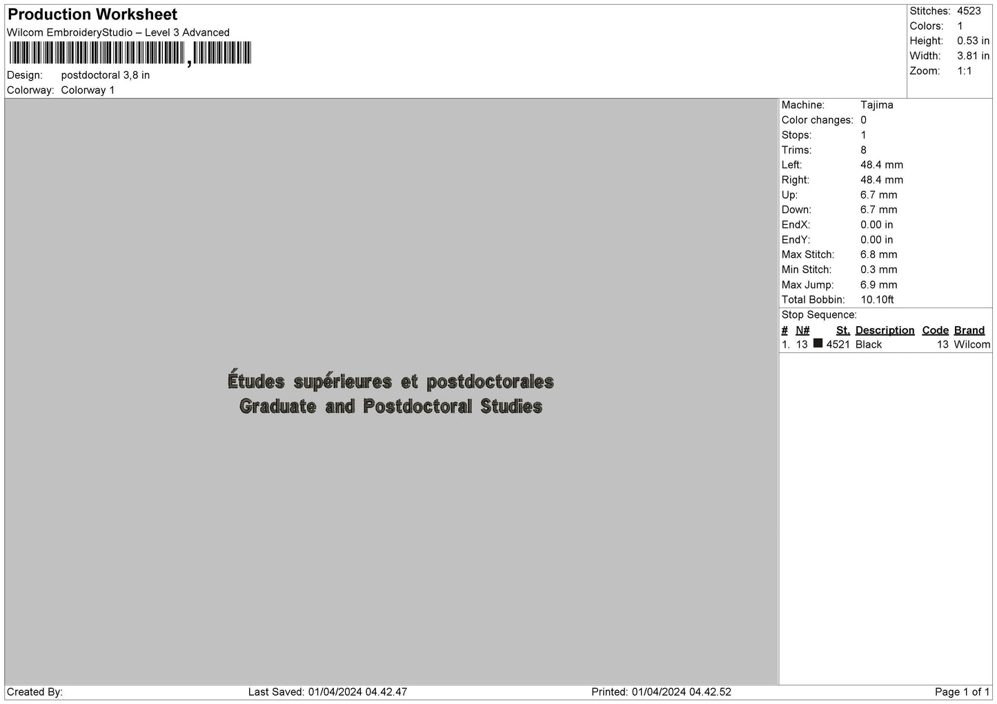 Etudestext Embroidery File 6 sizes