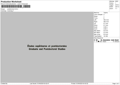 Etudestext Embroidery File 6 sizes