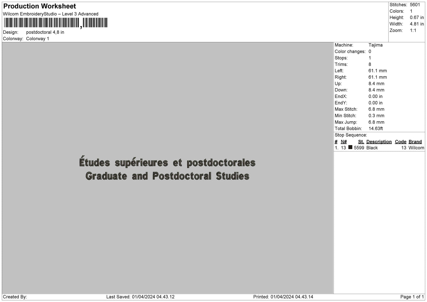Etudestext Embroidery File 6 sizes