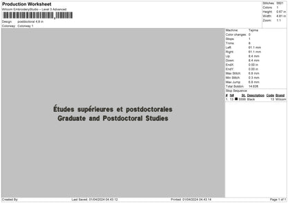 Etudestext Embroidery File 6 sizes