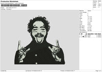 Postmalone Bw Embroidery File 6 sizes