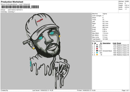 Post Malone Melt Embroidery File 4 size