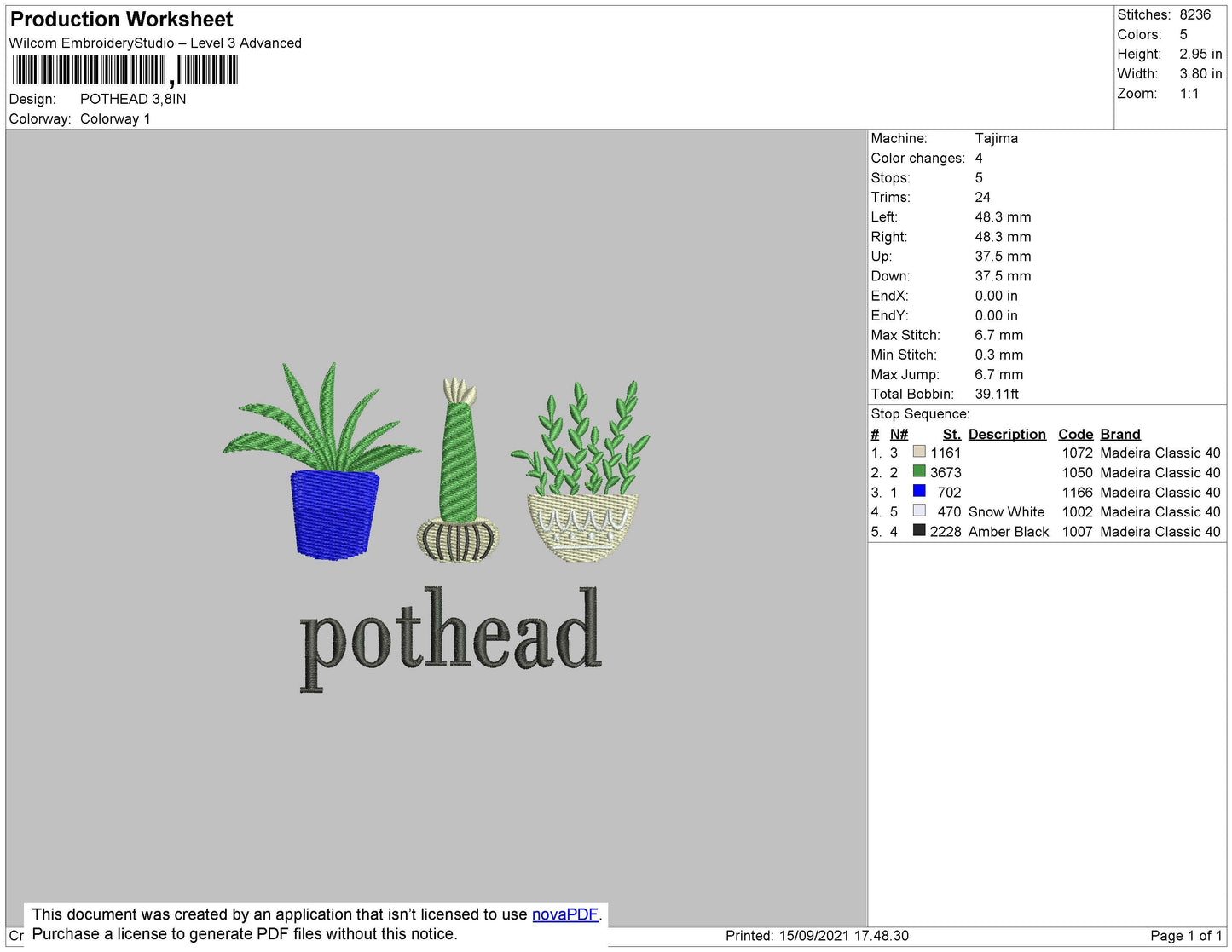 Pothead Embroidery File 4 size