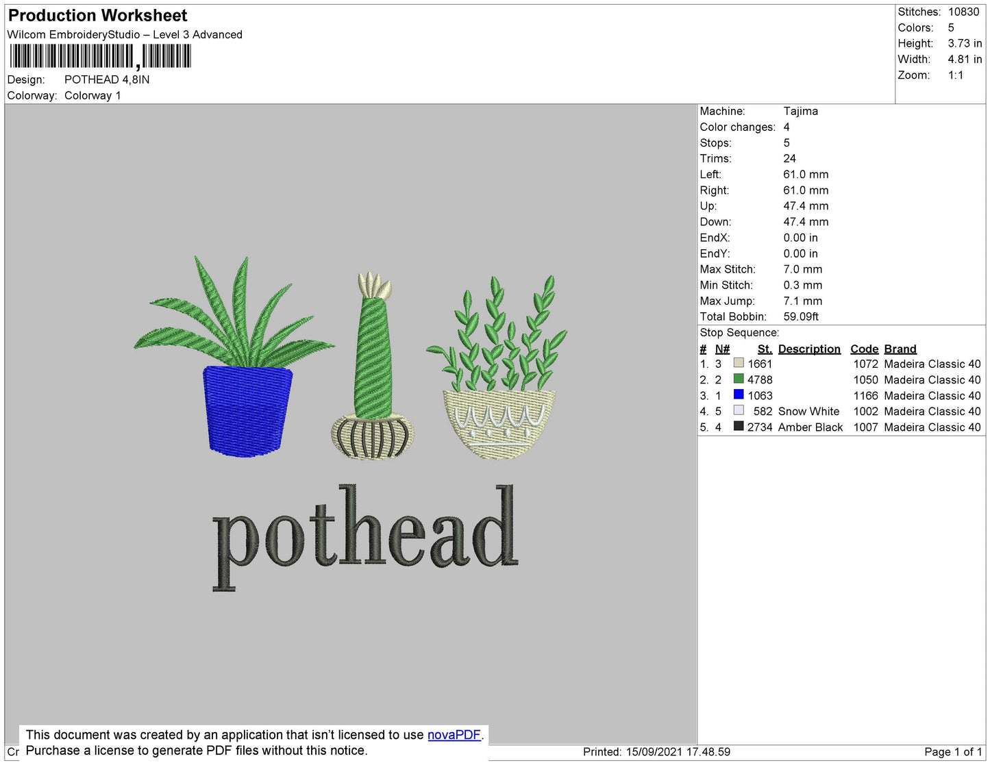 Pothead Embroidery File 4 size