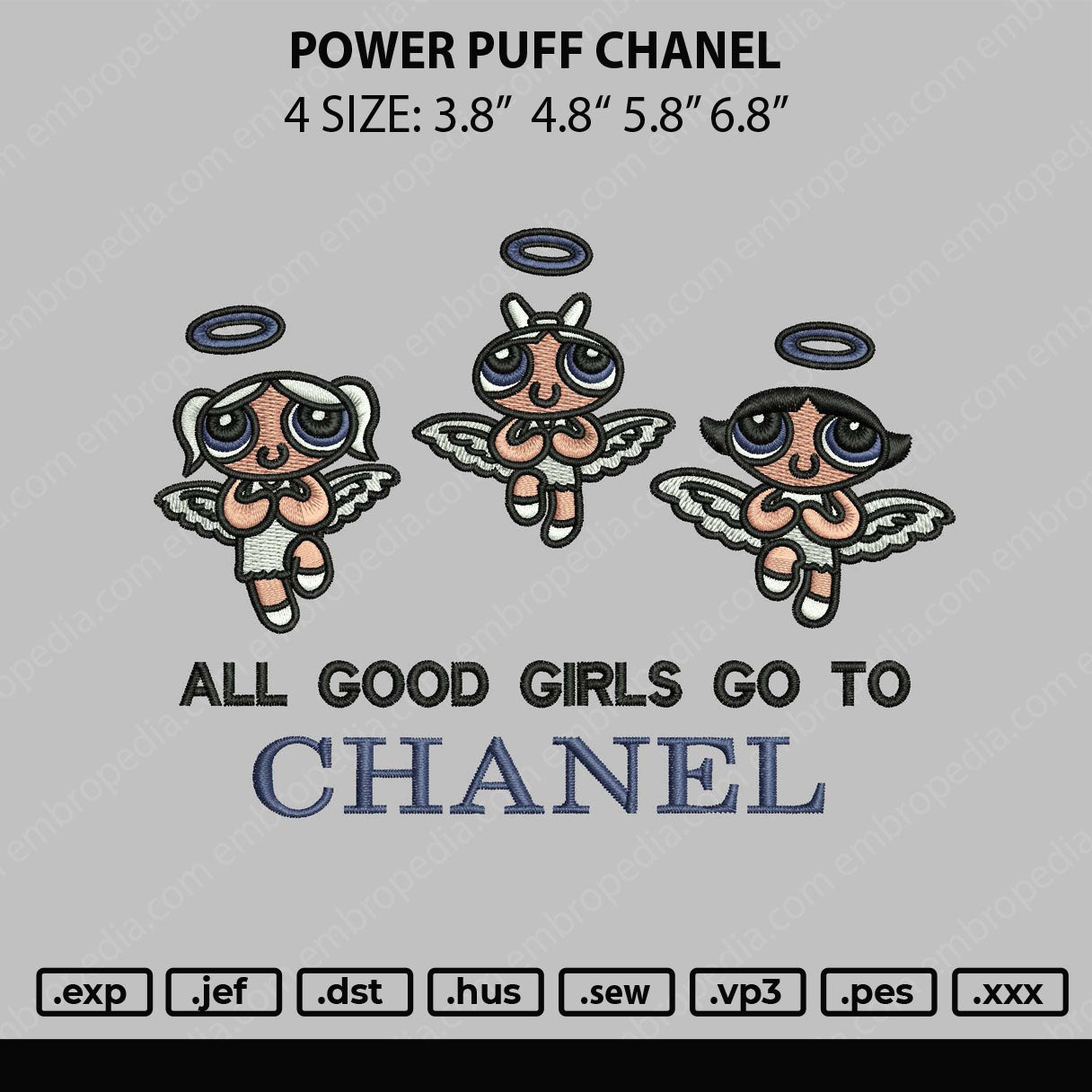 Power Puff Chanel Embroidery File 4 size