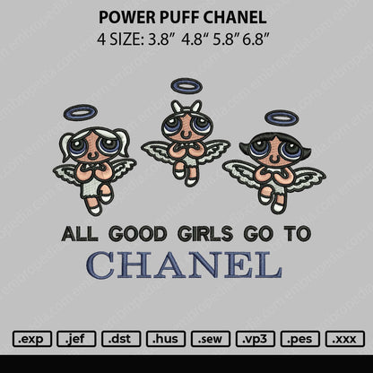 Power Puff Chanel Embroidery File 4 size
