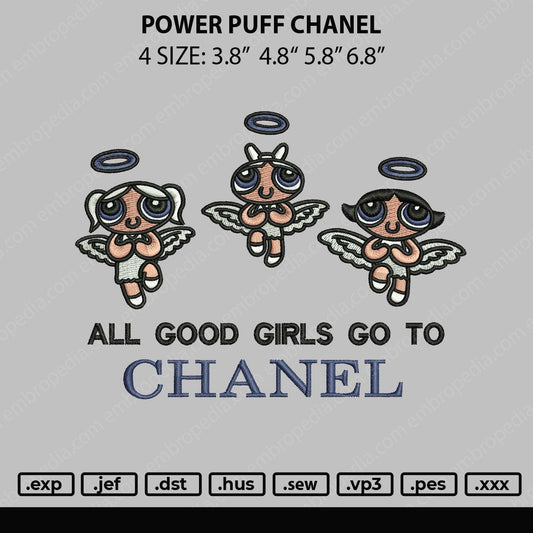 Power Puff Chanel Embroidery File 4 size