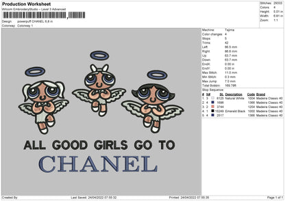 Power Puff Chanel Embroidery File 4 size