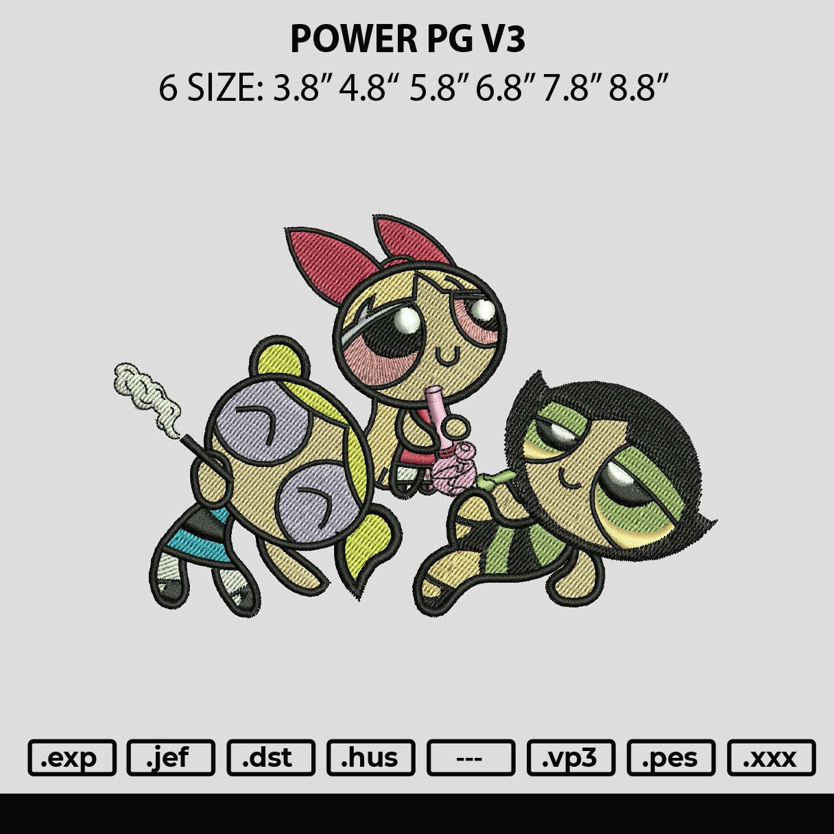 Power Pg 3 Embroidery File 6 sizes