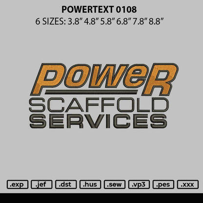 Powertext 0108 Embroidery File 6 sizes