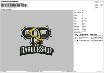 PP Barbershop Embroidery File 4 size