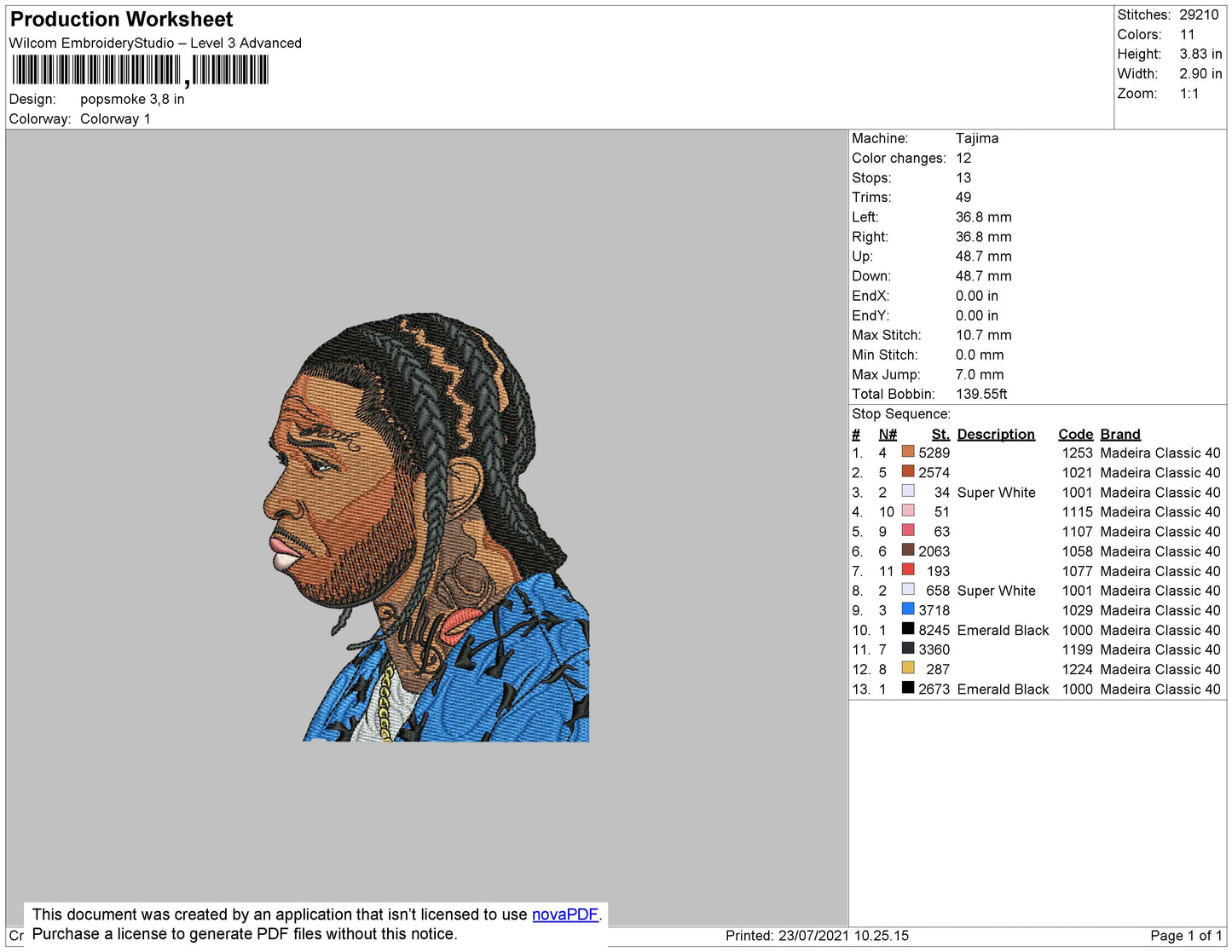 PopSmoke Embroidery File 4 size