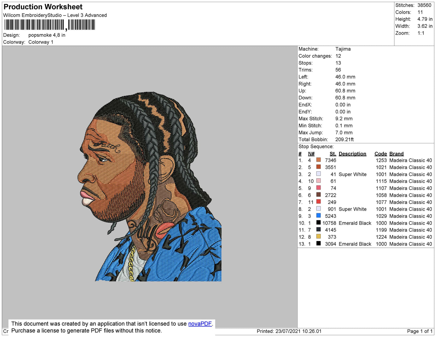 PopSmoke Embroidery File 4 size