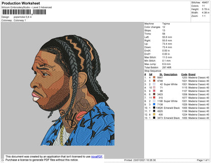 PopSmoke Embroidery File 4 size