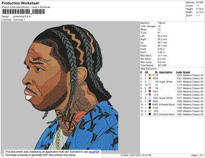 PopSmoke Embroidery File 4 size