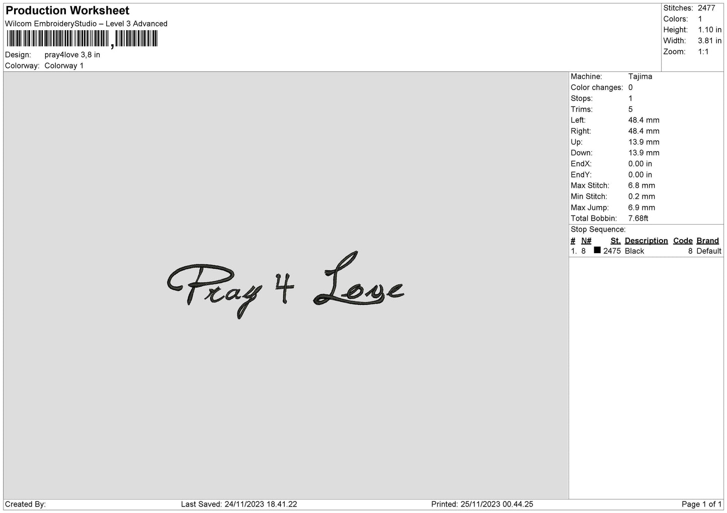 Pray Love Embroidery File 6 sizes