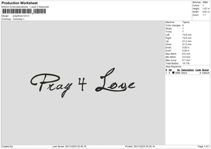 Pray Love Embroidery File 6 sizes
