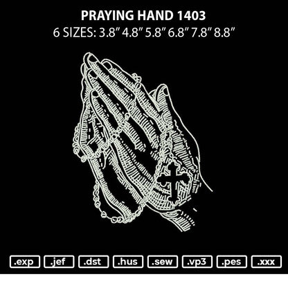 Praying Hand 1403 Embroidery File 6 sizes