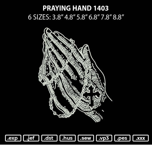 Praying Hand 1403 Embroidery File 6 sizes