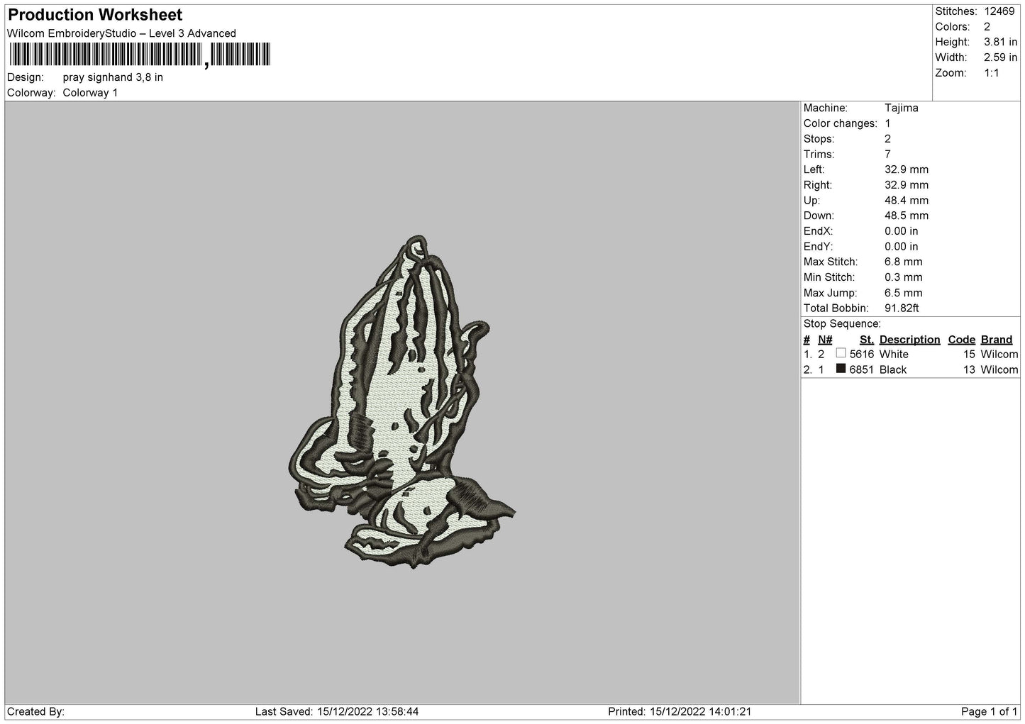 Pray Signhand Embroidery File 6 sizes