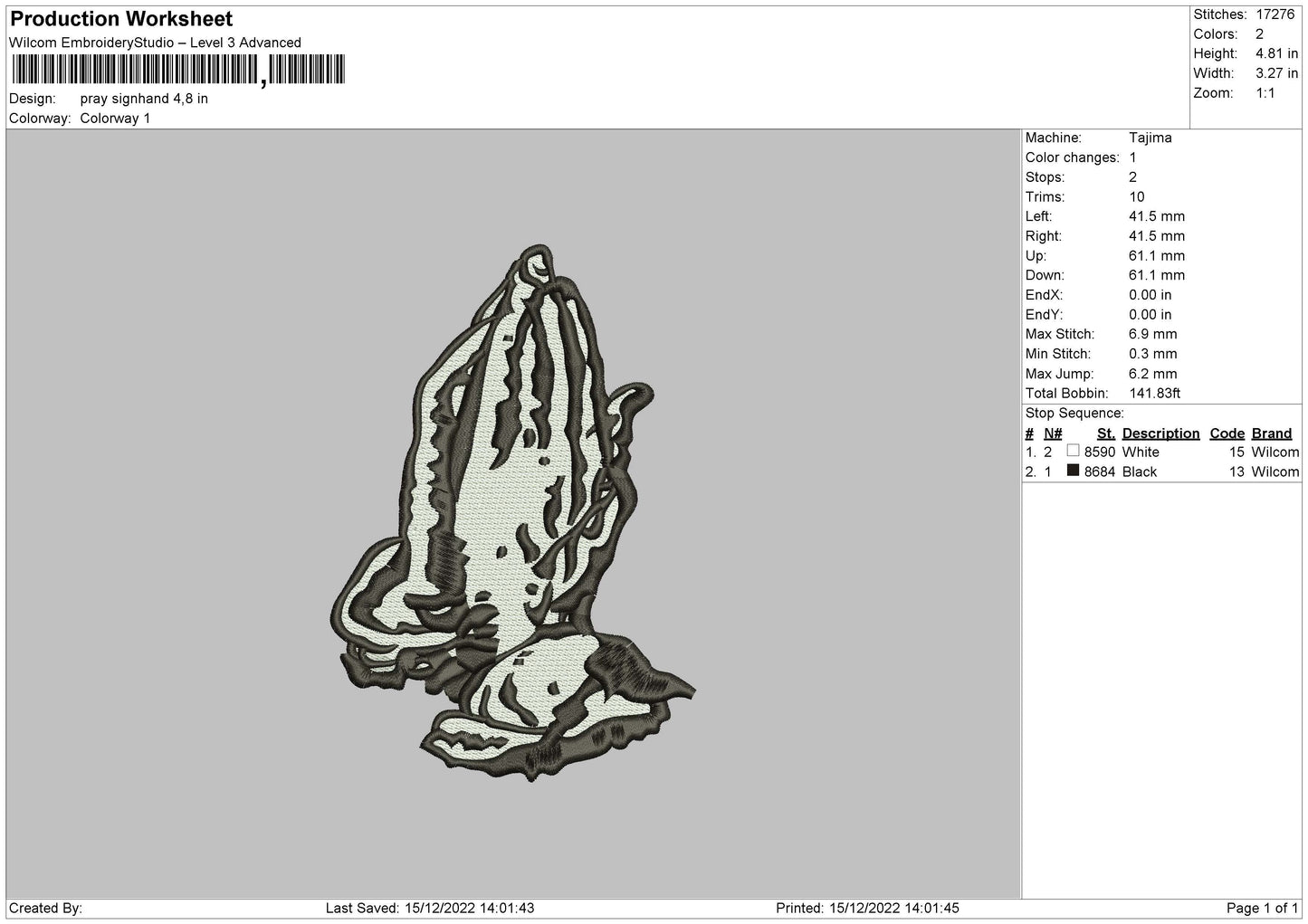 Pray Signhand Embroidery File 6 sizes