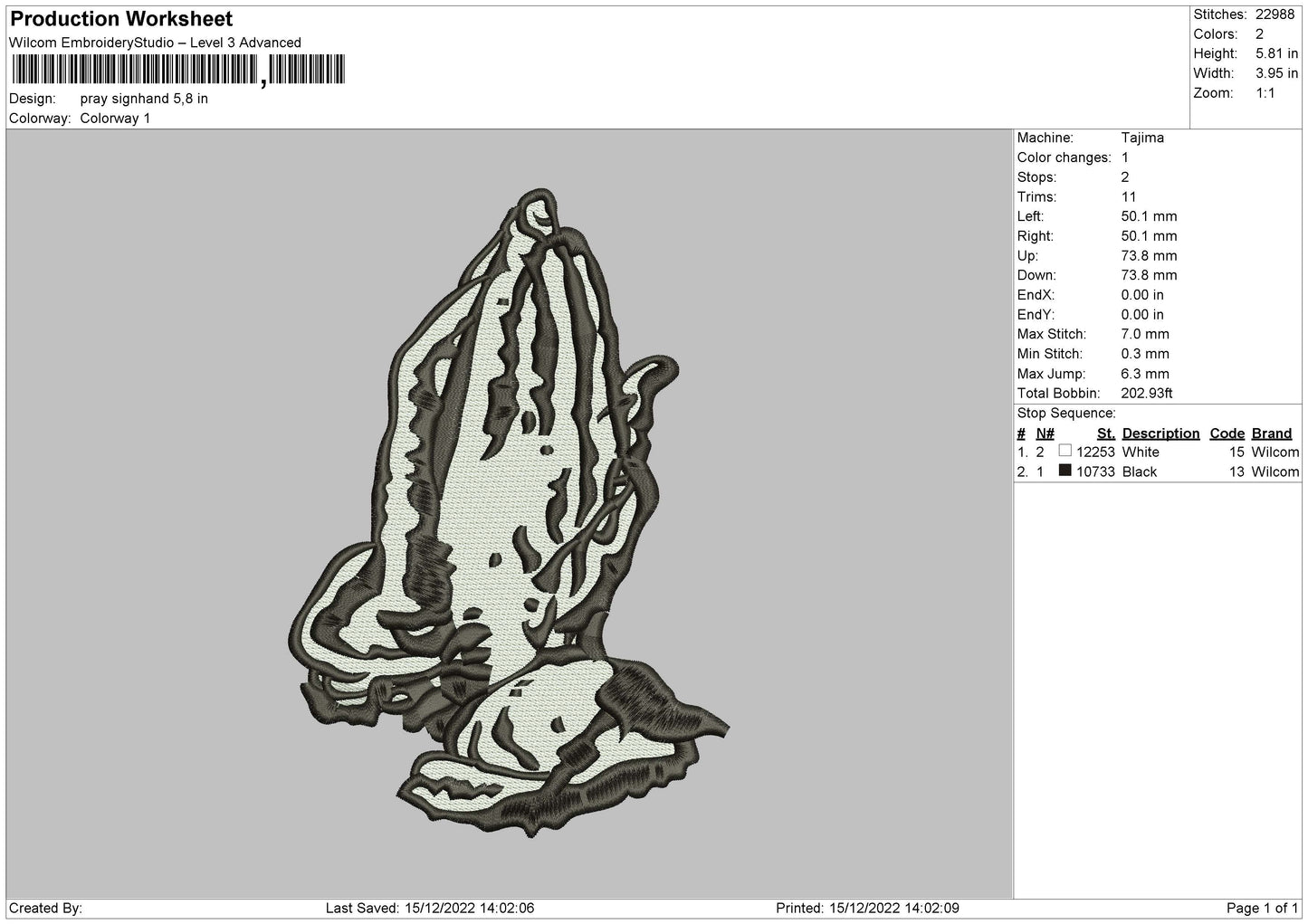 Pray Signhand Embroidery File 6 sizes