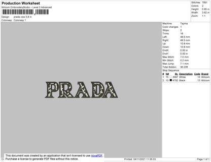 Prada Cow Pattern Embroidery File 4 size