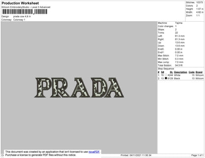 Prada Cow Pattern Embroidery File 4 size