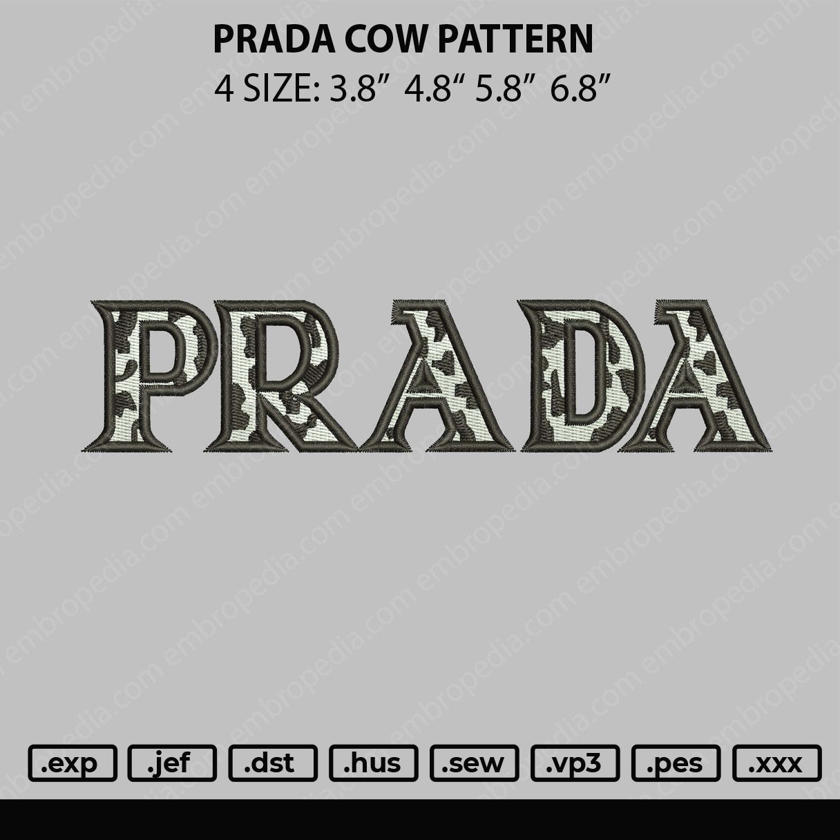 Prada Cow Pattern Embroidery File 4 size