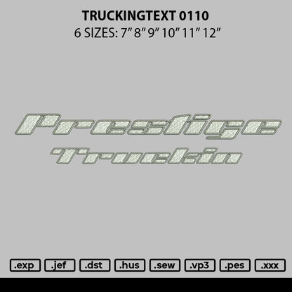 Truckingtext Embroidery File 6 sizes