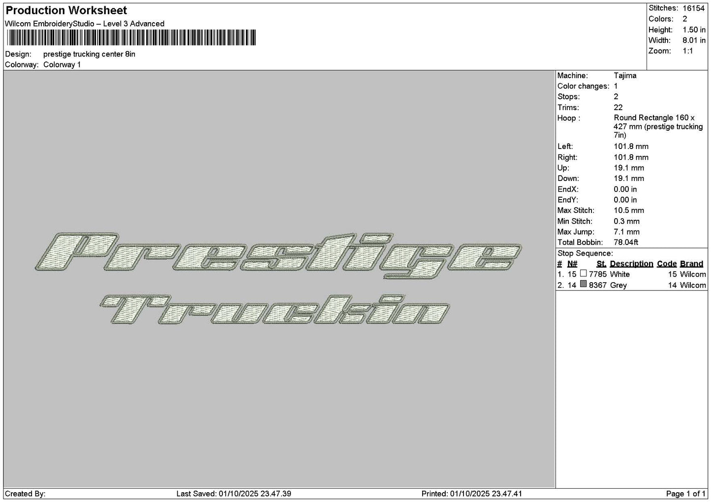 Truckingtext Embroidery File 6 sizes