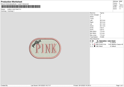 Pink Oval Embroidery File 6 sizes