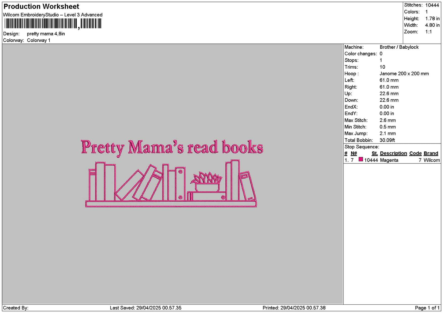 Prettymama Text Embroidery File 6 sizes