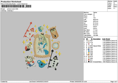 Princess Icons Embroidery File 6 sizes