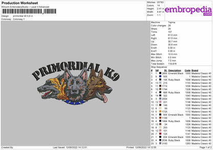 Primordial K9 Embroidery File 4 size