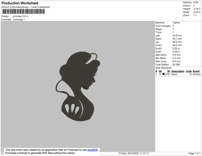 Princess Embroidery File 4 size