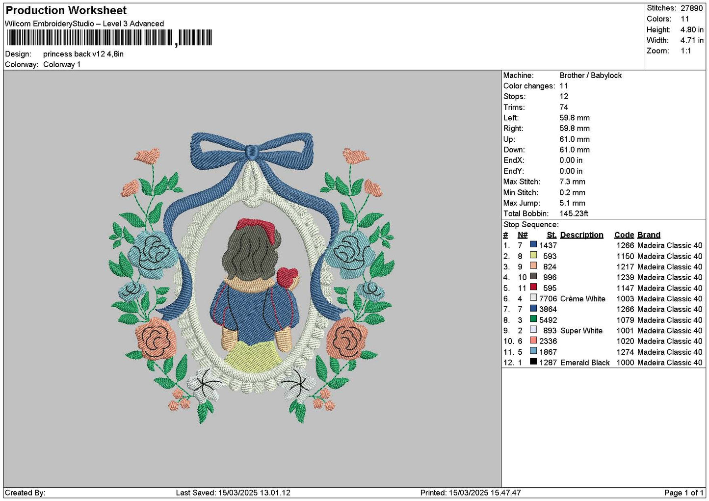 Princessflowers V12 Embroidery File 6 sizes