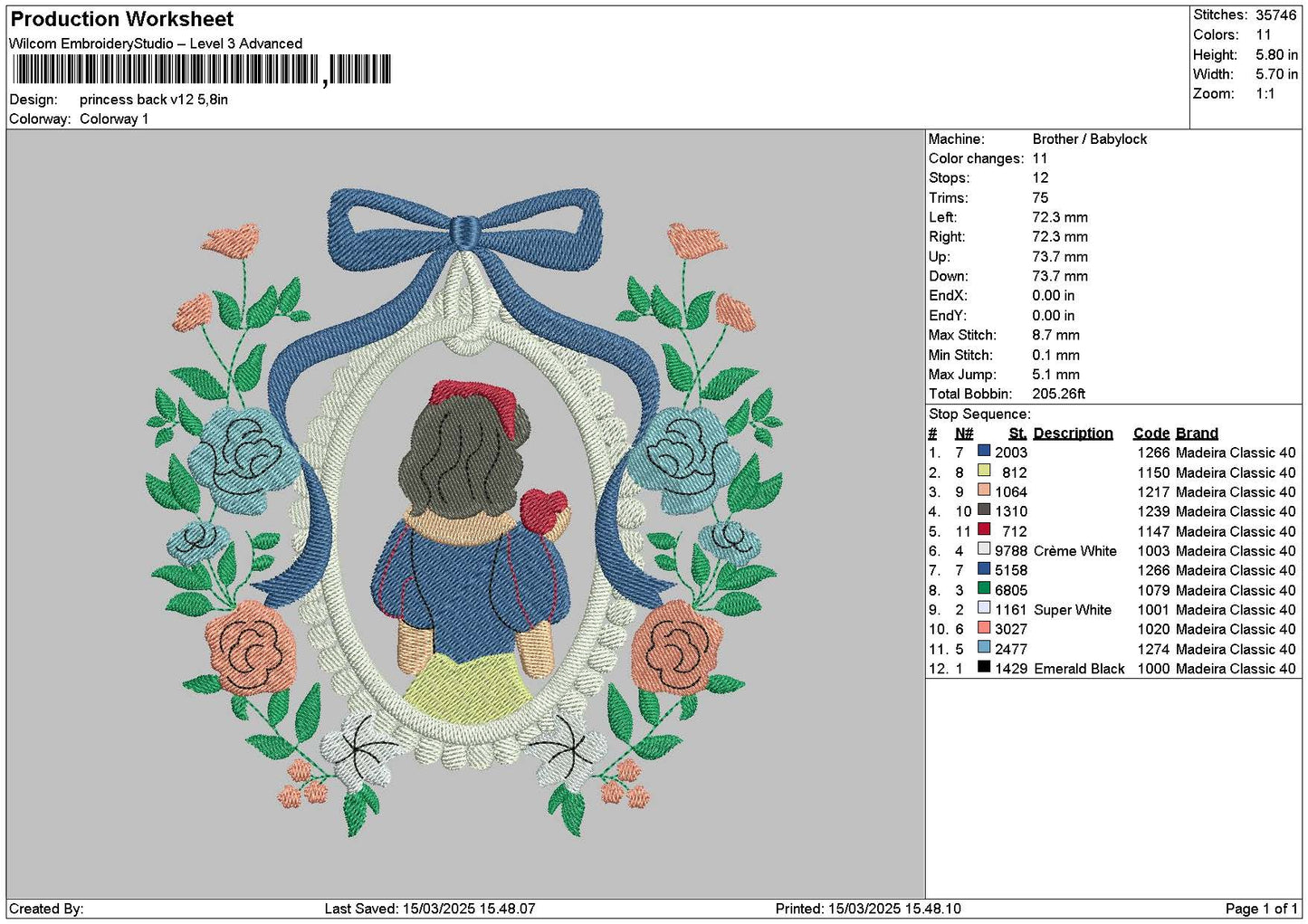 Princessflowers V12 Embroidery File 6 sizes