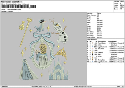 Princessflowers V2 Embroidery File 6 sizes