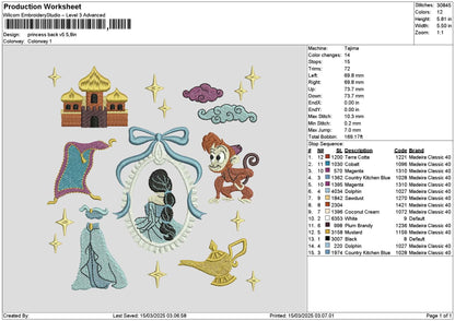 Princessback V5 Embroidery File 6 sizes