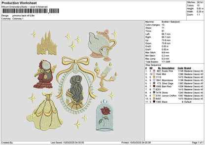 Princessback V6 Embroidery File 6 sizes