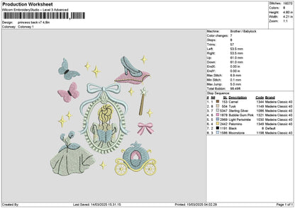 Princessback V7 Embroidery File 6 sizes