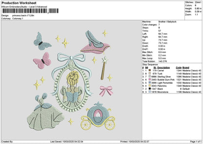 Princessback V7 Embroidery File 6 sizes
