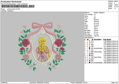 Princessflowers V9 Embroidery File 6 sizes