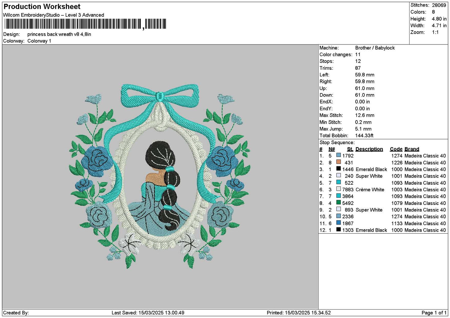 Princessflowers V8 Embroidery File 6 sizes